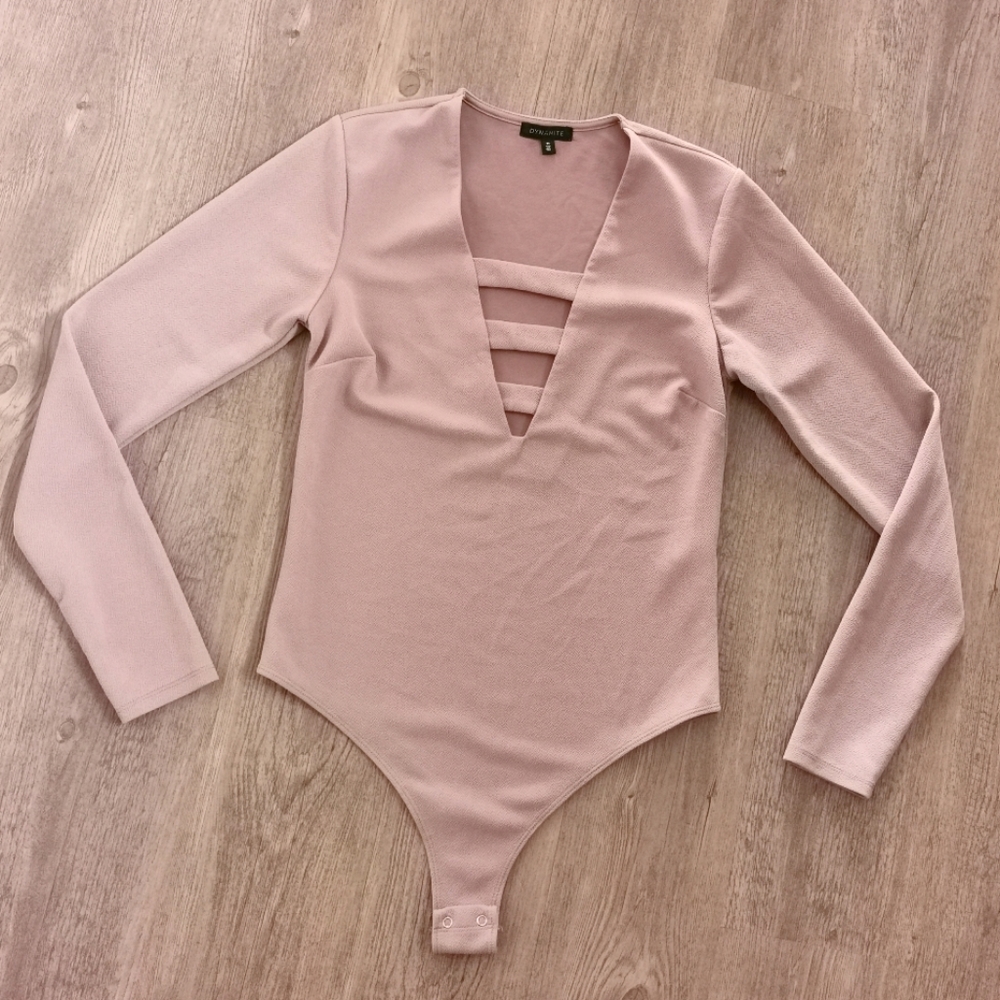 Dynamite blush pink textured bodysuit